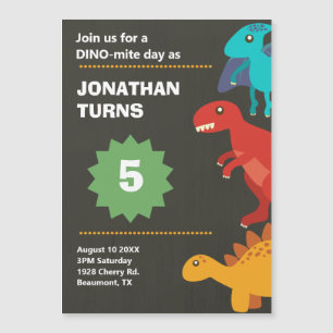 Invitación Magnética Cumpleaños de los niños de los dinosaurios moderno
