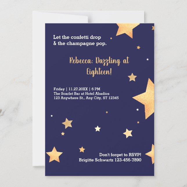 Invitación Magnética Cumpleaños de oro moderno (Anverso)