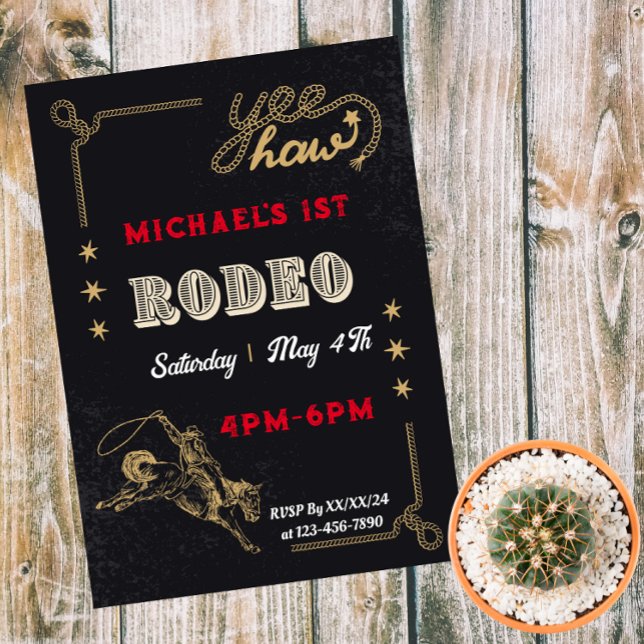 Invitación Magnética Cumpleaños de Rodeo Occidental Riding Cowboy (Subido por el creador)