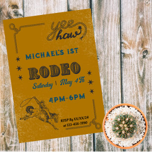 Invitación Magnética Cumpleaños de Rodeo Occidental Riding Cowboy