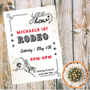Invitación Magnética Cumpleaños de Rodeo Occidental Riding Cowboy