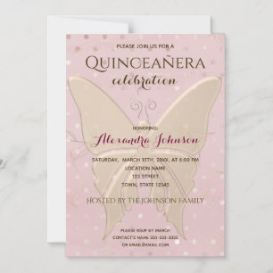 Invitación Magnética Cumpleaños de Rosa Gold Quinceanera