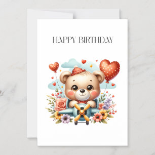 Invitación Magnética Cumpleaños del piloto de osito de peluche
