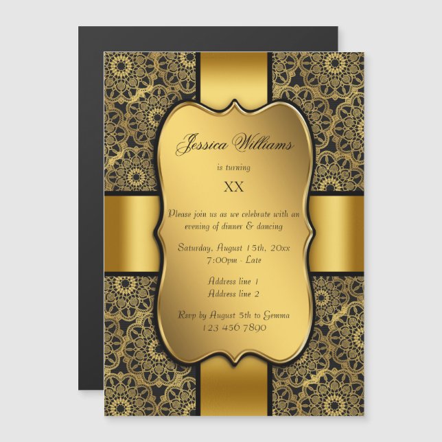 Invitación Magnética Cumpleaños Elegantemente Envuelto (Anverso/Reverso)