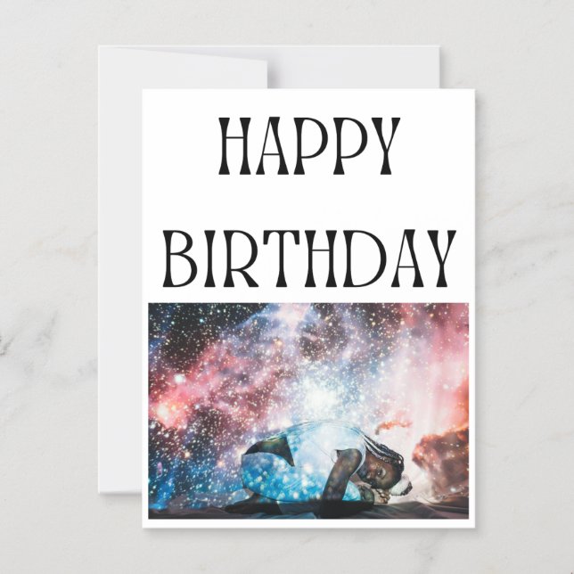 Invitación Magnética Cumpleaños Feliz Magnético Estrella Cielo & Dama E (Anverso)