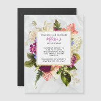 Cumpleaños floral en acuarela rosa y blanco modern