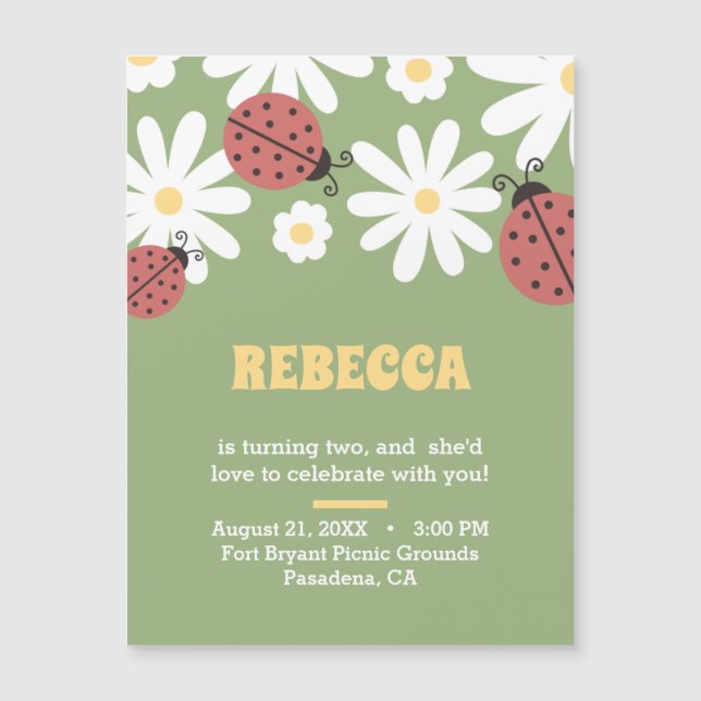 Invitación Magnética cumpleaños floral personalizado (Anverso)