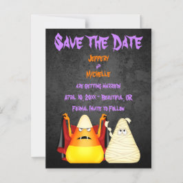 Invitación Magnética Cute Candy Corn Halloween Wedding Save the Date