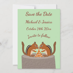 Invitación Magnética Cute Chipmunks Fall Wedding Guardar la fecha