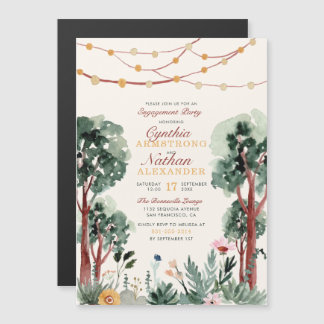 Invitación Magnética Cute Green Botanes Trees Floral Engagement Party