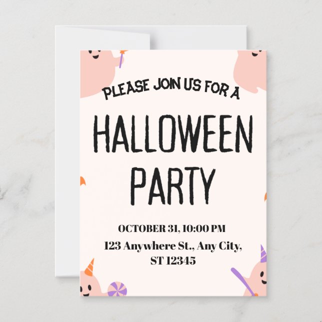 Invitación Magnética Cute Halloween Party Invitation (Anverso)