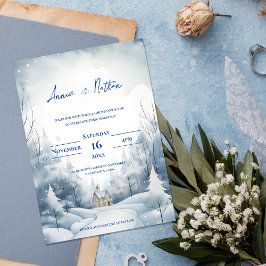 Invitación Magnética Cute Snowy Landscape Winter Wedding