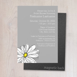 Invitación Magnética Daisy moderno con gris y amarillo