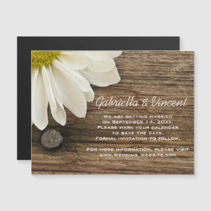 Invitación Magnética Daisy y Barn Wood Ranch Wedding Salven la fecha