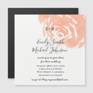 Invitación magnética de boda Coral Rose para guard