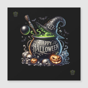 Invitación magnética de caldero Feliz Halloween