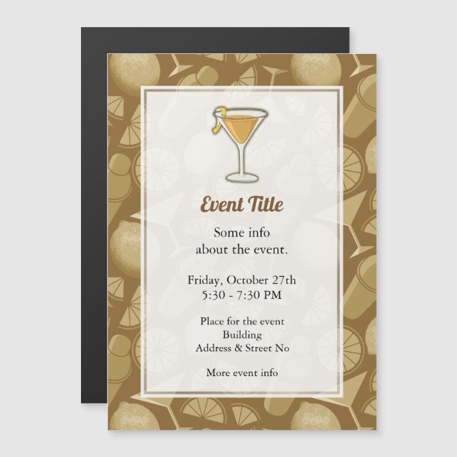 Invitación magnética de cócteles de Sidecar (Anverso/Reverso)