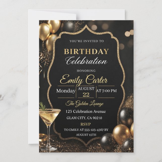 Invitación Magnética de Cumpleaños Elegante Person (Anverso)