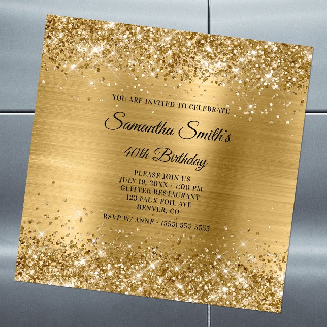 Invitación magnética de cumpleaños número 40 Glitt (Subido por el creador)