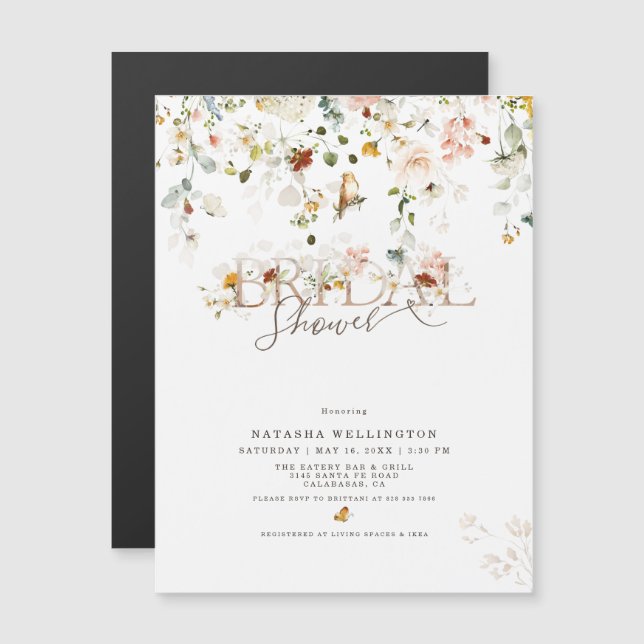 Invitación magnética de ducha de novia floral con  (Anverso/Reverso)