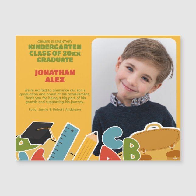 Invitación magnética de la graduación de jardín de (Anverso)