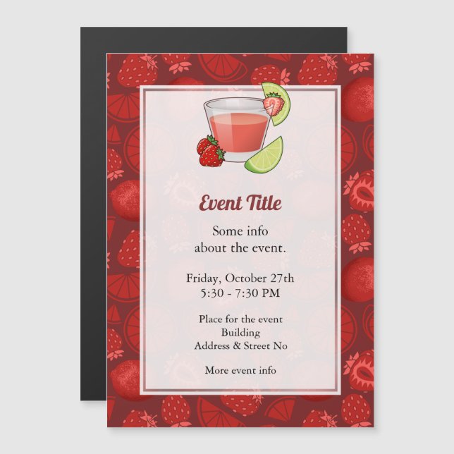 Invitación magnética de Strawberry Daiquiri (Anverso/Reverso)