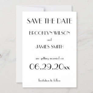 Invitación Magnética Deco Mínimo Boda Blanca Guardar La Fecha