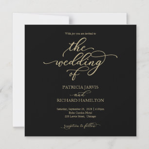 Invitación magnética del Boda negro de Moda simple