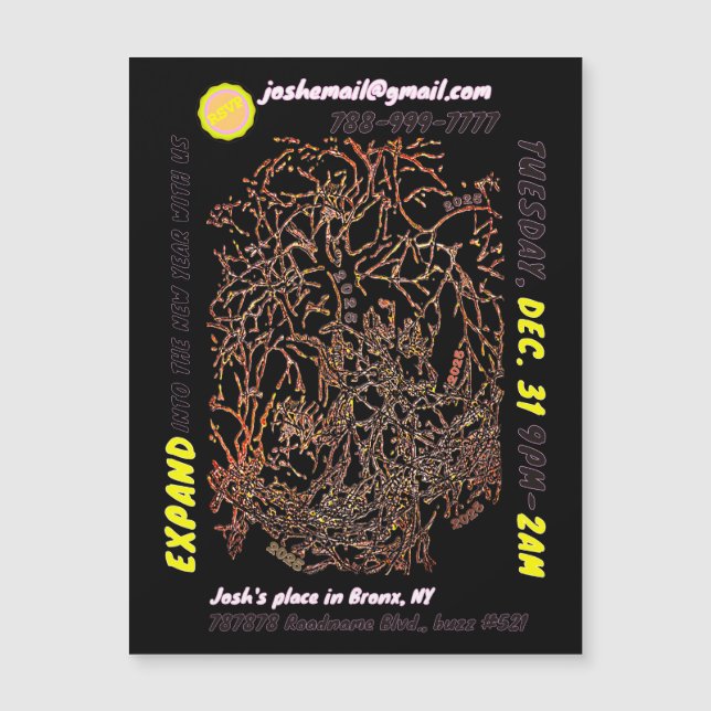 Invitación magnética del FIESTA EVE de AÑO NUEVO (Anverso)