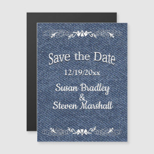 Invitación Magnética Denim azul Guardar la fecha