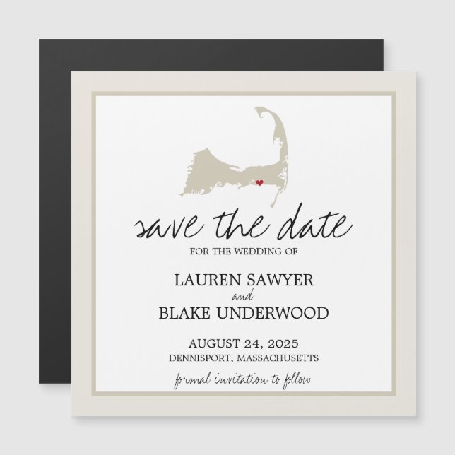 Invitación Magnética Dennisport Cape Cod Wedding Save the Date (Anverso/Reverso)