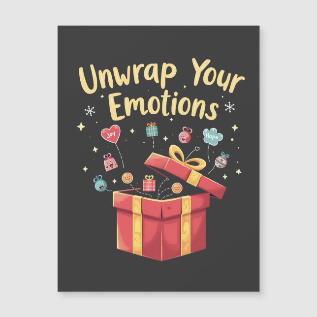 Invitación Magnética Desenvuelve tus emociones Navidad Salud Mental Xma (Anverso)