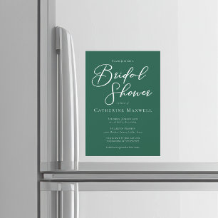 Invitación Magnética Despedida de soltera tipografía blanca verde esmer