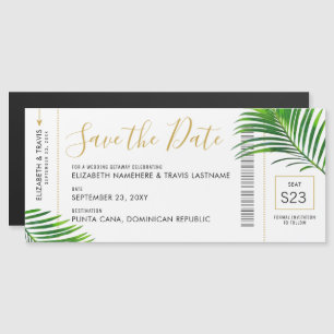 Invitación Magnética Destino Tropical Pase de Abordar Guardar Fecha