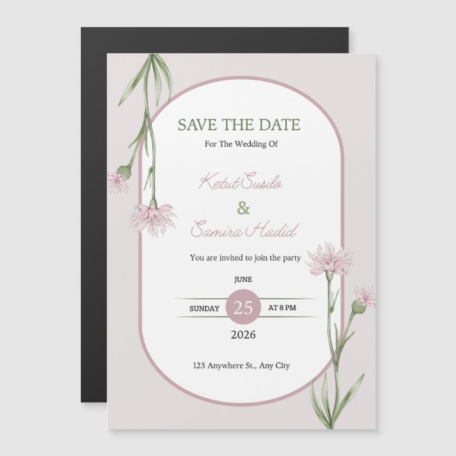 INVITACIÓN MAGNÉTICA DÍA DE BODAS 2026 JUNIO (Anverso/Reverso)