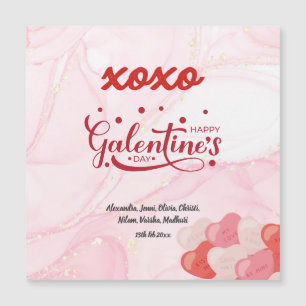 Invitación Magnética Día de Galentine, Purpurina de Mármol rosa de XOXO