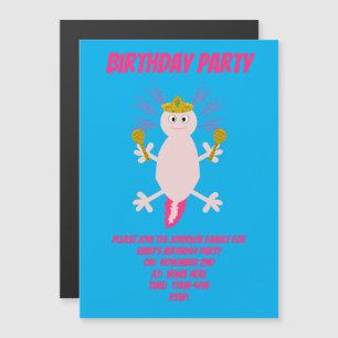 Invitación Magnética Día de la Muerte Personalizado Axolotl Mexicano