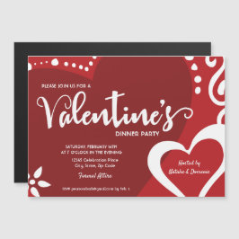 Invitación Magnética Día de San Valentín Fiesta Rojo y blanco Corazón m
