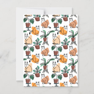 Invitación Magnética Dibujo en línea de gatos y flores