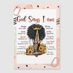 Invitación Magnética Dios dice que soy mujer cristiana negra Melanin Si