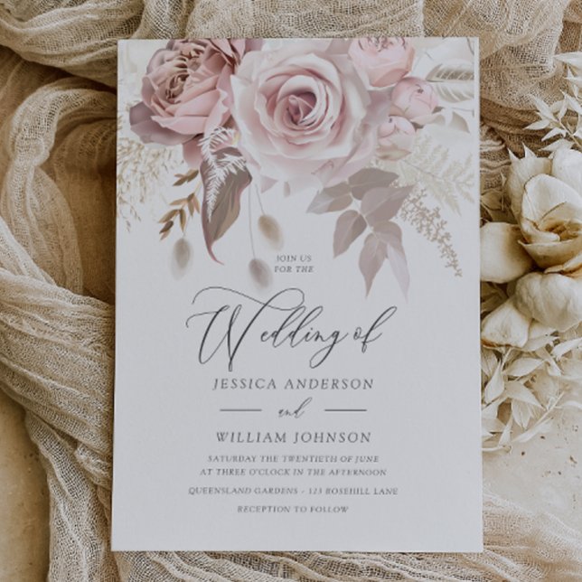 Invitación Magnética Diseñador moderno y moderno Rosa  Boda Rubor (Subido por el creador)