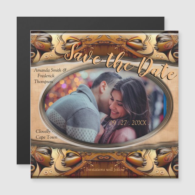 Invitación Magnética Diseño egipcio, islámico, árabe y africano moderno (Anverso/Reverso)