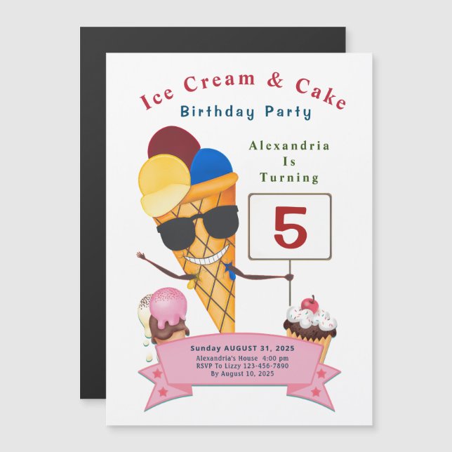 Invitación Magnética Diversión de fiesta de cumpleaños infantil (Anverso/Reverso)