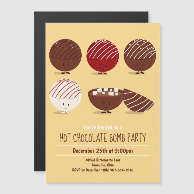 Invitación Magnética Divertida bomba de chocolate caliente (Anverso/Reverso)