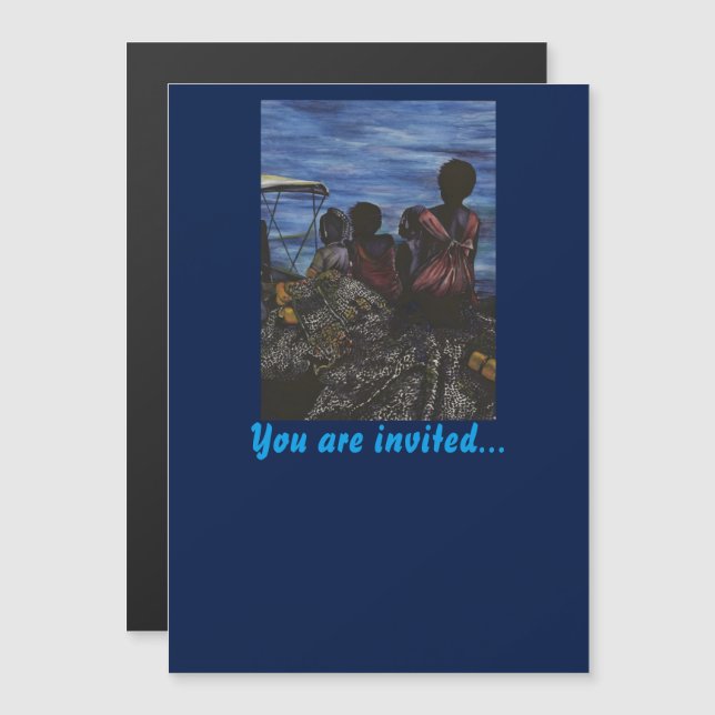 Invitación Magnética ¿Dónde está papá? Isla Harbour (Anverso/Reverso)