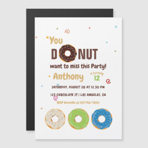 Invitación Magnética Donut Birthday Party