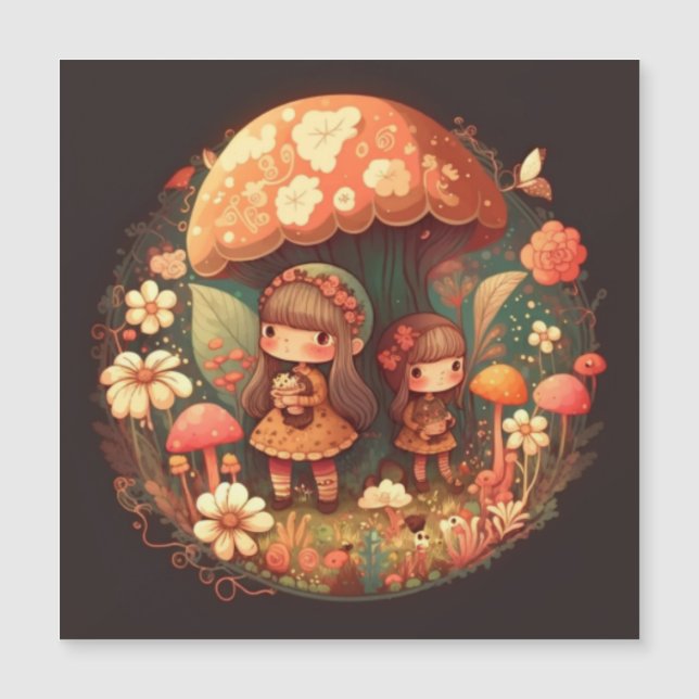 Invitación Magnética Dos lindas niñas elefantes (Anverso)