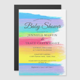 Invitación Magnética Dos mamás en el arco iris bello Baby Shower lesbia