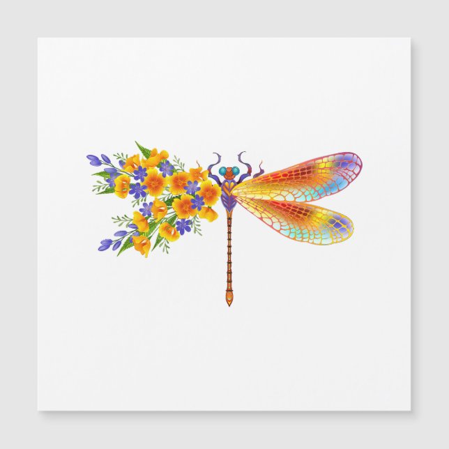 Invitación Magnética Dragón de flores amarillas (Anverso)