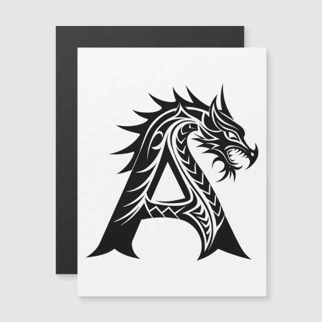 Invitación Magnética Dragon Styled Letter A, Dragon Alphabet, Monogram (Anverso/Reverso)